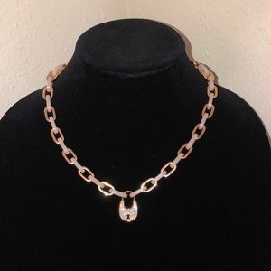 Michael kors rose good heritage padlock necklace